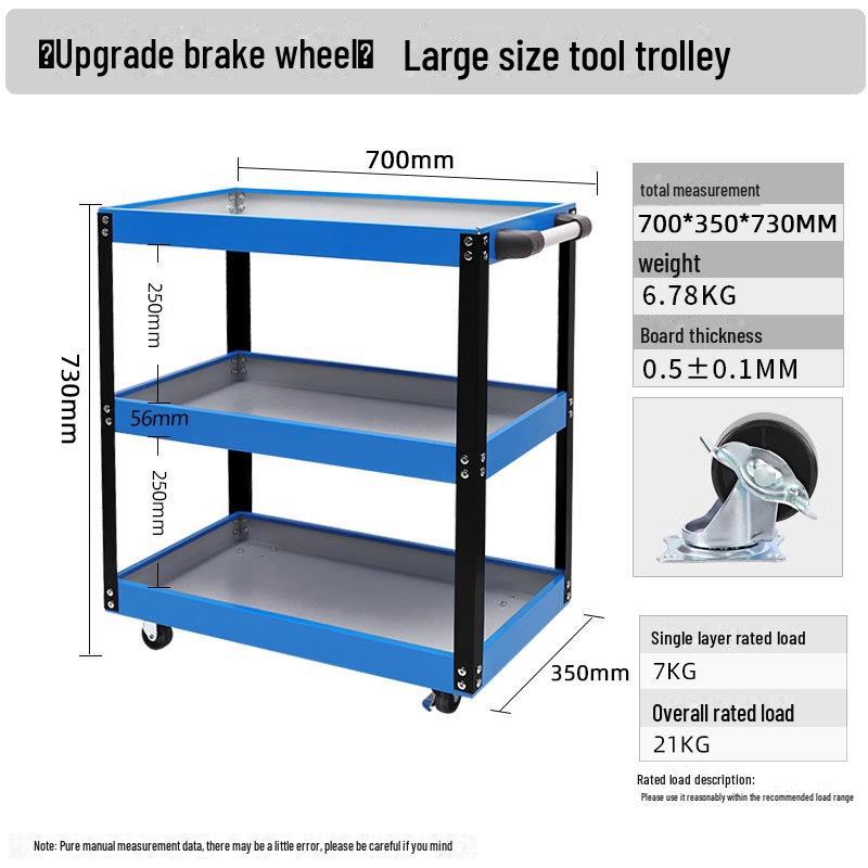 "Green Forest Utility Cart: Three-Layer Tool Trolley & Flatbed for Auto Repair & Beauty Supplies"