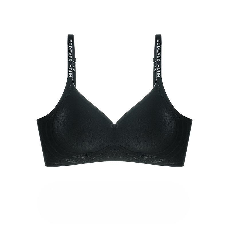 

Женское летнее тонкое бюстье на бретелях с надписью, дышащее, с красивой спинкой, из ледяного шелка, бесшовное, с эффектом пуш-ап S чёрный
