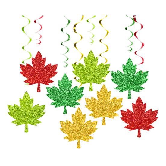 Fall Leaves Hanging Swirls Decoration Thanksgiving Maple Leaf Swirls Streamers Autumn Harvest