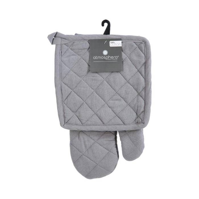 Gant et manique coton gris H30cm - Atmosphera createur d'interieur