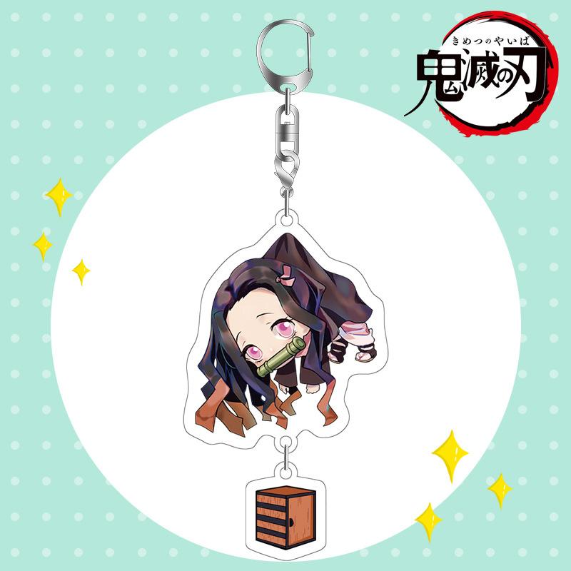Demon Slayer Acrylic Keychain Tanjiro Nezuko Anime Double Sided Key Ring Accessories for Cosplay Set Gift Fans