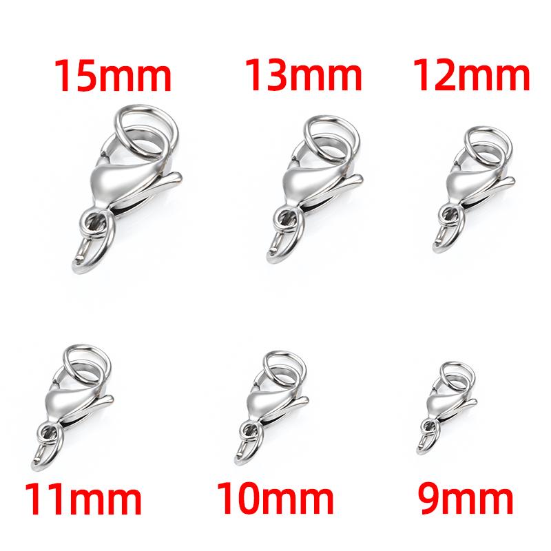 CX Custom 9-15 mm Lobster Stainless Steel PVD 18K Gold Plating ClawClasp for Necklace Bracelet Jewelry Making
