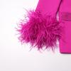 Women's 2025 Korean Style Shawl Collar Jacket with Ostrich Feather Spliced Design