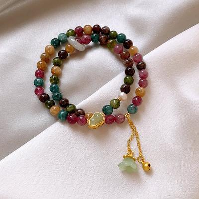 100% Natuurlijke Toermalijn Steen & Jade 14K Goud Gevuld Vrouwen Bedelarmband Voor Vrouwen Kerstcadeaus Goedkoop
