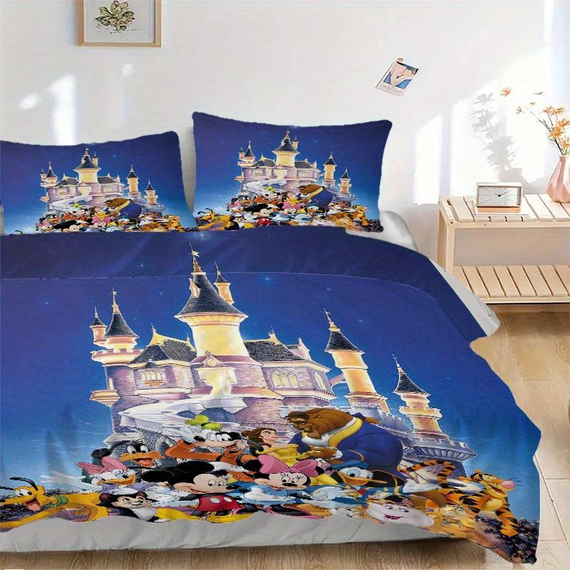

3pcs Mickey & Friends & Beauty and the Beast Quilt Set - Soft and Comfortable Bedroom, Guest Room and Dorm Decor Bedding Set 1 Quilt Cover + 2 Pi 135x200cm