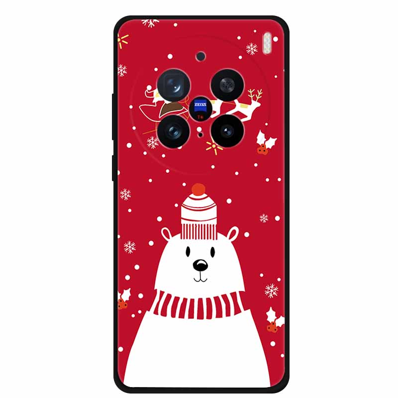 Christmas Cover For Vivo X200 Pro 6.78"Black Silicone Case For vivo X200 Pro mini 6.31" TPU Santa Claus ChristmasTree Back Cover
