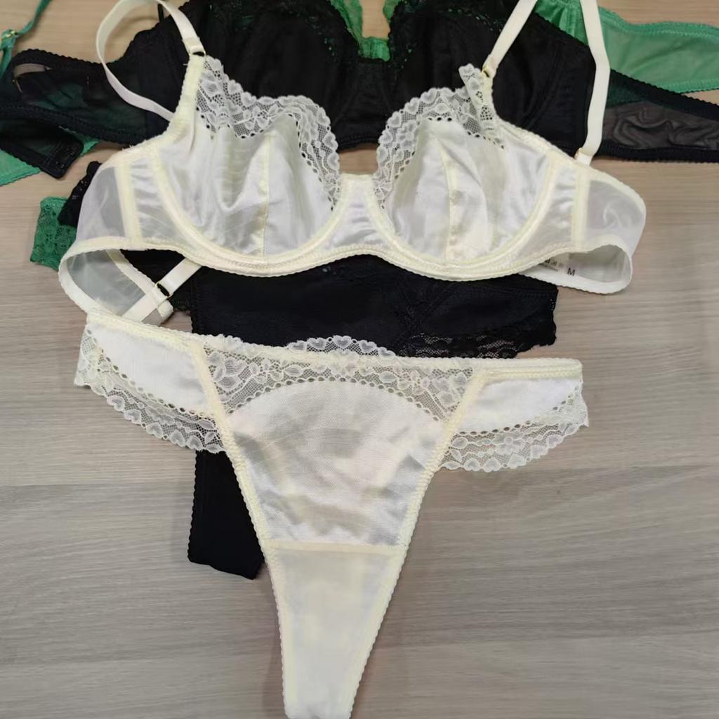 French Ultrathin Bra Set Sexy Luxury Fuchsia Women Underwear Romantic Lace Brassiere    Ladies Breathable Lingerie 2-Piece Set