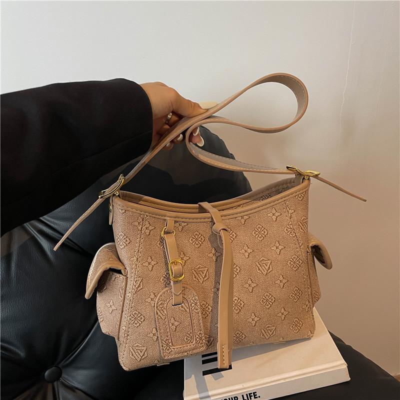 New Fashion Style Letter Old Flower Tote Bag Single Shoulder Oblique Span Women's Bag