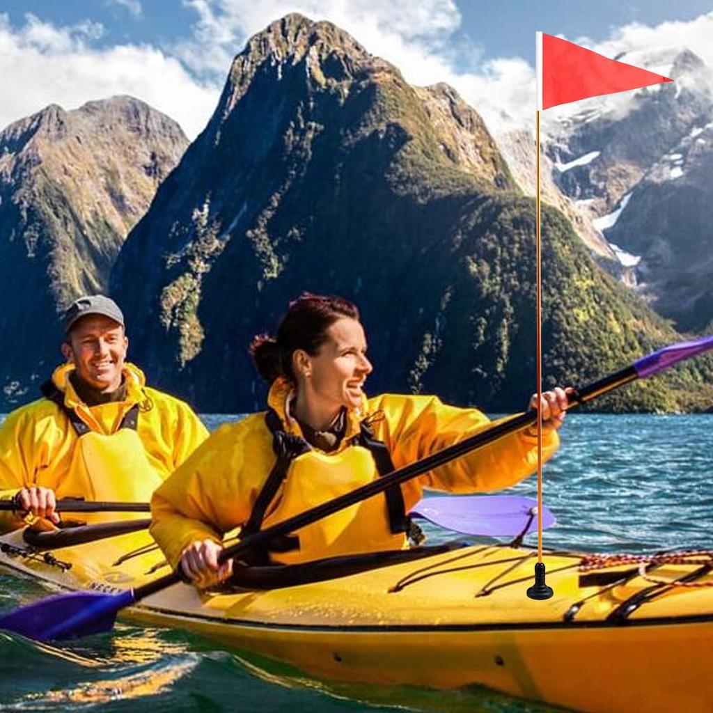 Kayak Safety Flag Foldable Aluminum Lightweight Flagpole Set Kayak Visibility Kit Easy Installation Kayak DIY Accessories