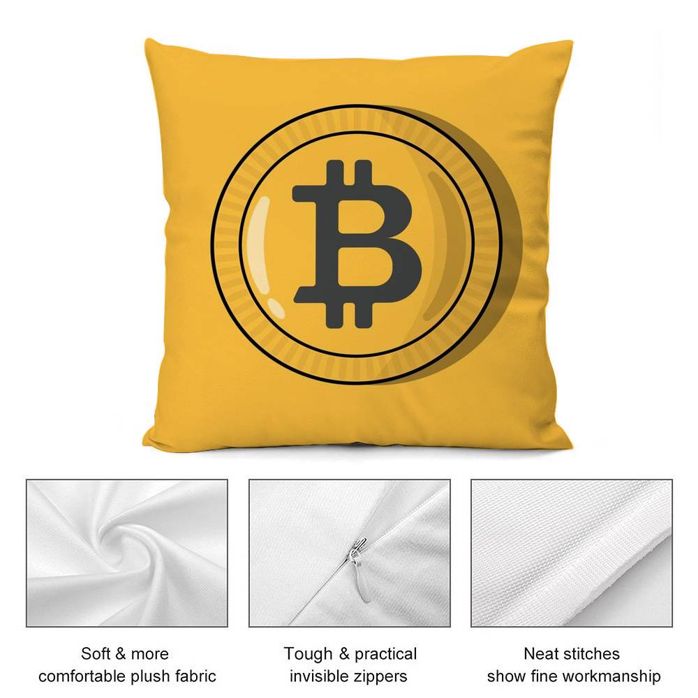 Bitcoin Cryptocurrency Btc Pillow Case Plush Fabric Soft Double Sided Print Sofa Cushion Cover Throw Pillow Covers