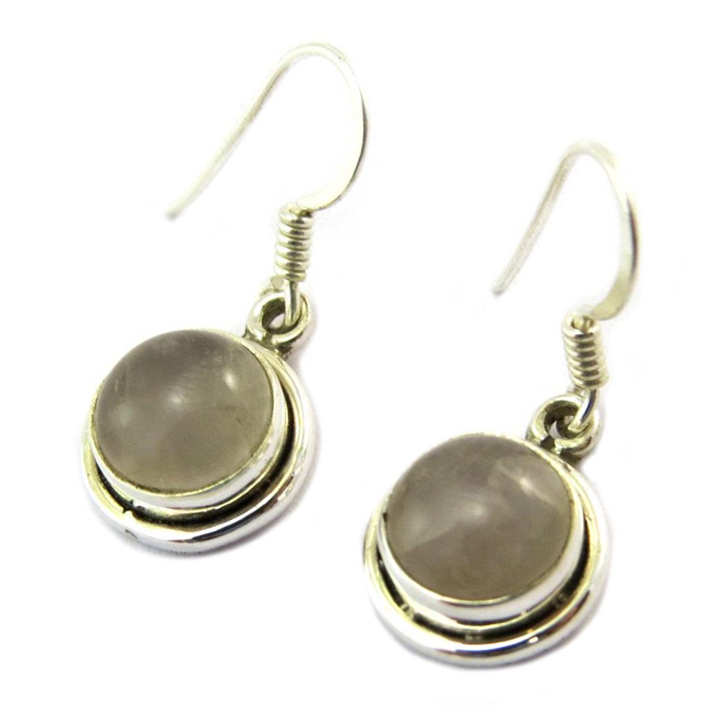 Les Trésors De Lily [P3769] - Boucles Argent 'Charmes' quartz rose - 10 mm
