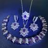 Multi Color Set with Zircon Earrings Bracelets Rings Necklaces Stylish Wedding