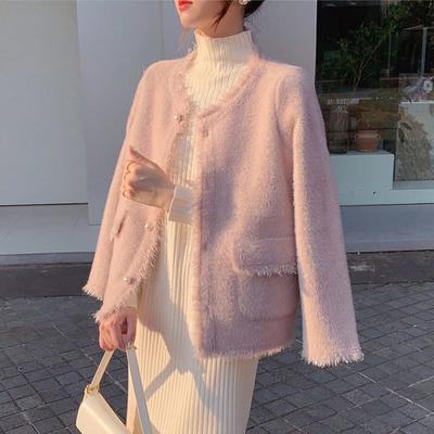 Cardigan Female Spring and Autumn Seasons: Imitation Mink Fleece High Grade Salt Goddess High End Korean Drama Cardigan Coat