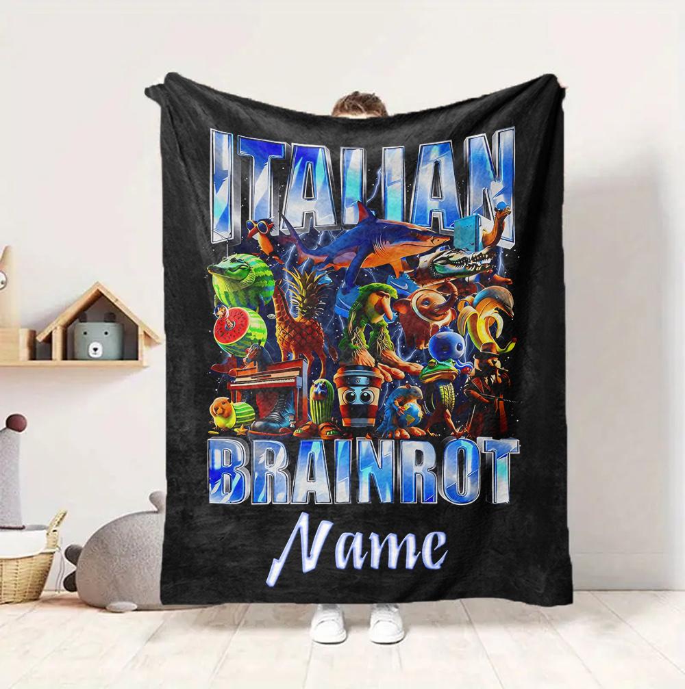 Custom Name Italian Delights Flannel Blanket Throw Blanket Soft Warm Sofa Bed Decor Unique Gift