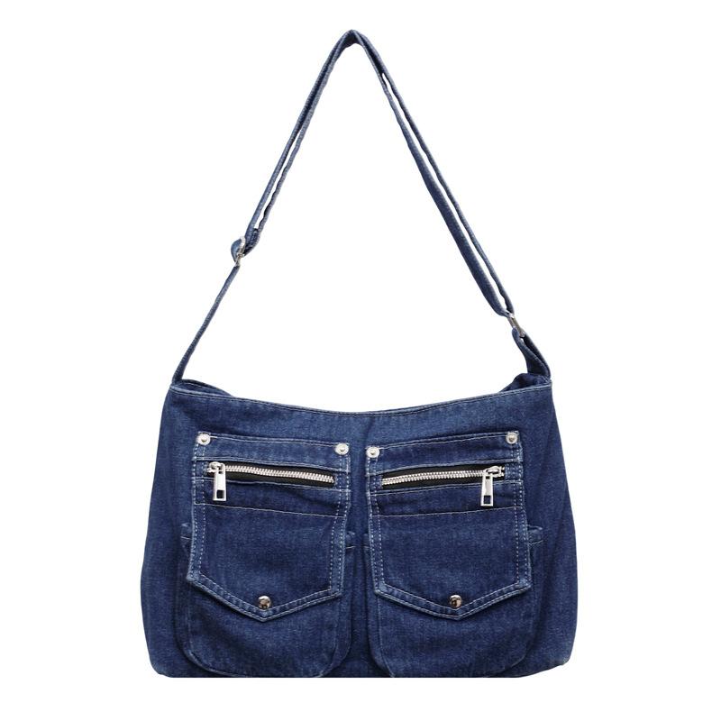 Vintage Large Capacity Denim Messenger Bag Women's Shoulder Crossbody Bag