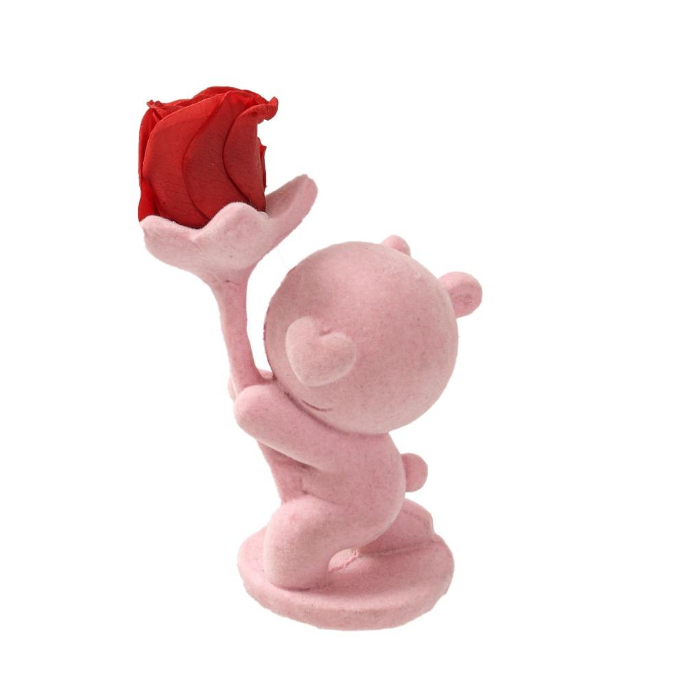 Kneeling Position Flocking Animal Bear Figurine  Birthday Proposal Confession