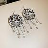 Retro Polka Dot Geometric Circle Earrings - Fashionable, High-End, European & American Style for Women