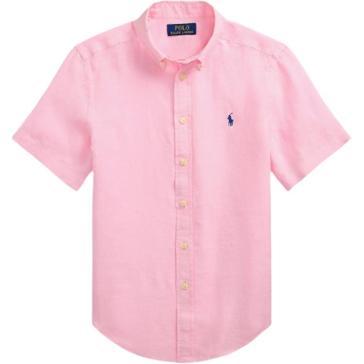 

Рубашка Polo Ralph Lauren Ss25 с вышивкой пони, острым воротником и коротким рукавом на пуговицах, розовая, детская, детские рубашки 323971498-003 M