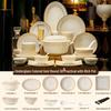 Jingdezhen High-Temperature Ceramic Bowl & Plate Set - Premium Underglaze Color, Chinese Light Luxury Gift with Chopsticks