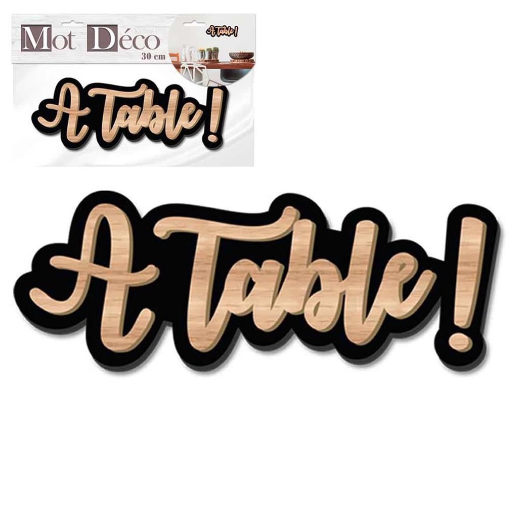 Les Trésors De Lily [Q7324] - 3D Wooden Deco Word 'At the Table! ' Black Brown - 30x11x1 Cm