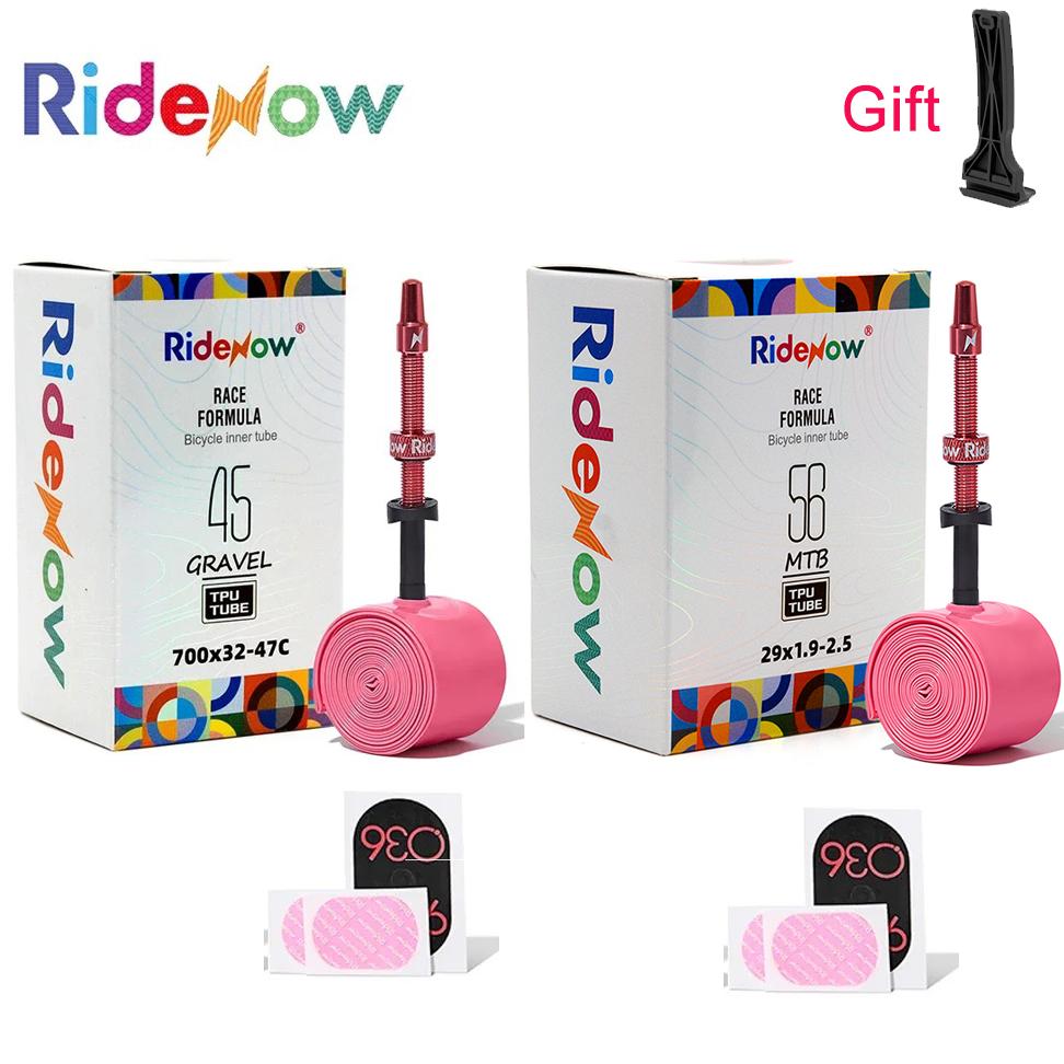 RideNow Tpu Inner Tube Metal Nozzle Gravel 45g MTB 29inch 56g Removable Valve Cores External Thread Tube with 1pc Tire lever