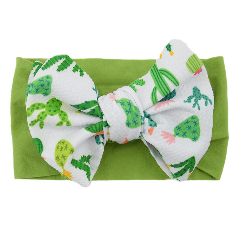 Children'S Printed Large Bow Nylon Headband Soft Elastic Hair Accessories Baby Headgear Baby Stockings Headband