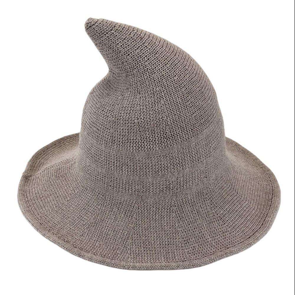 Solid Color Halloween Witch Hat Wool Knit Pointed Hat Wacky Halloween Party Hat  Masquerade