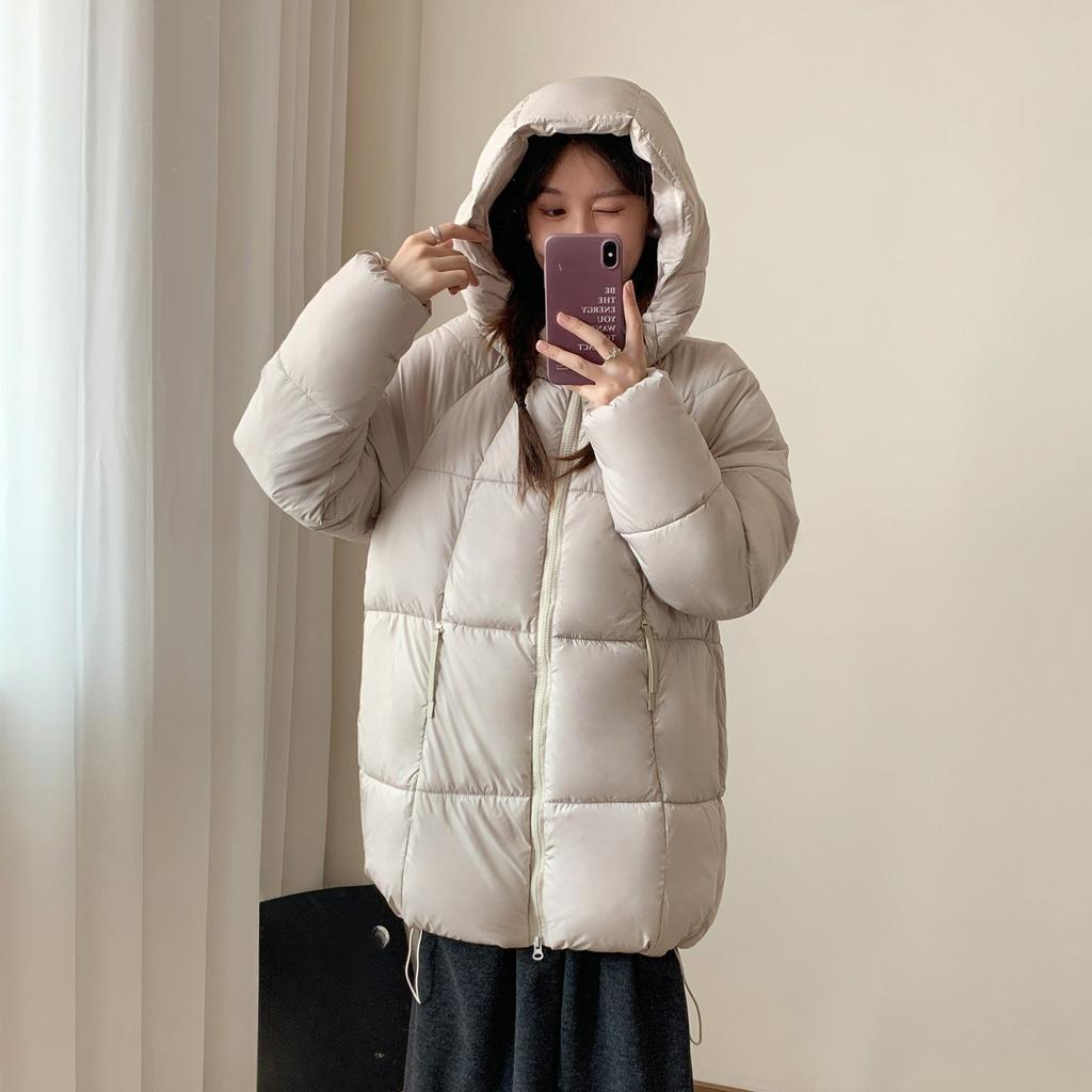 Autumn and Winter Down Padded Jacket Women's Puff Mid-length Hooded Loose Thick Warm Padded Jacket