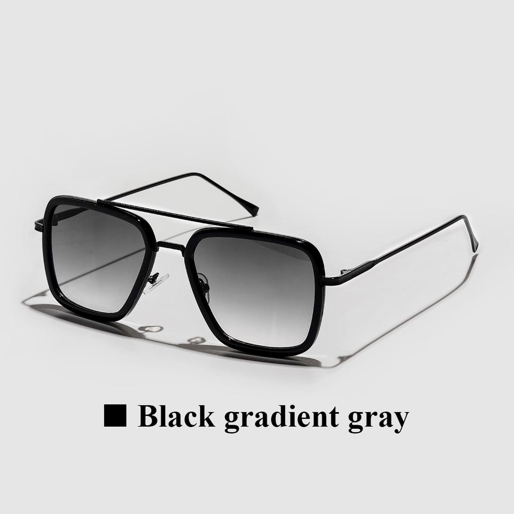 Ruiao Square Mens Designer Sunglasses Metal Frame Gradient Luxury Shades UV400 Rectangle Pilot Sun Glasses for Men