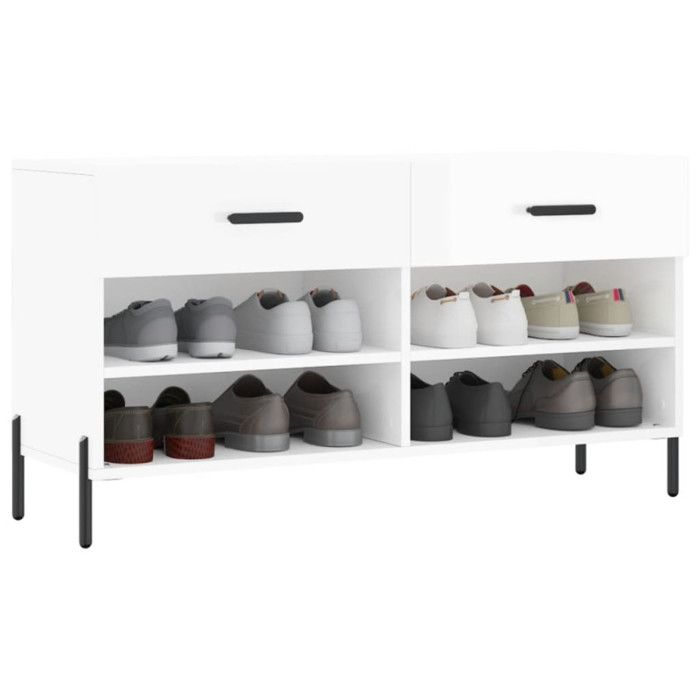 VidaXL Banc à Chaussures, Armoire à Chaussures avec 4 Étagères et Pieds, Meuble à Chaussures avec 2 Tiroirs Salon, Moderne, 829750