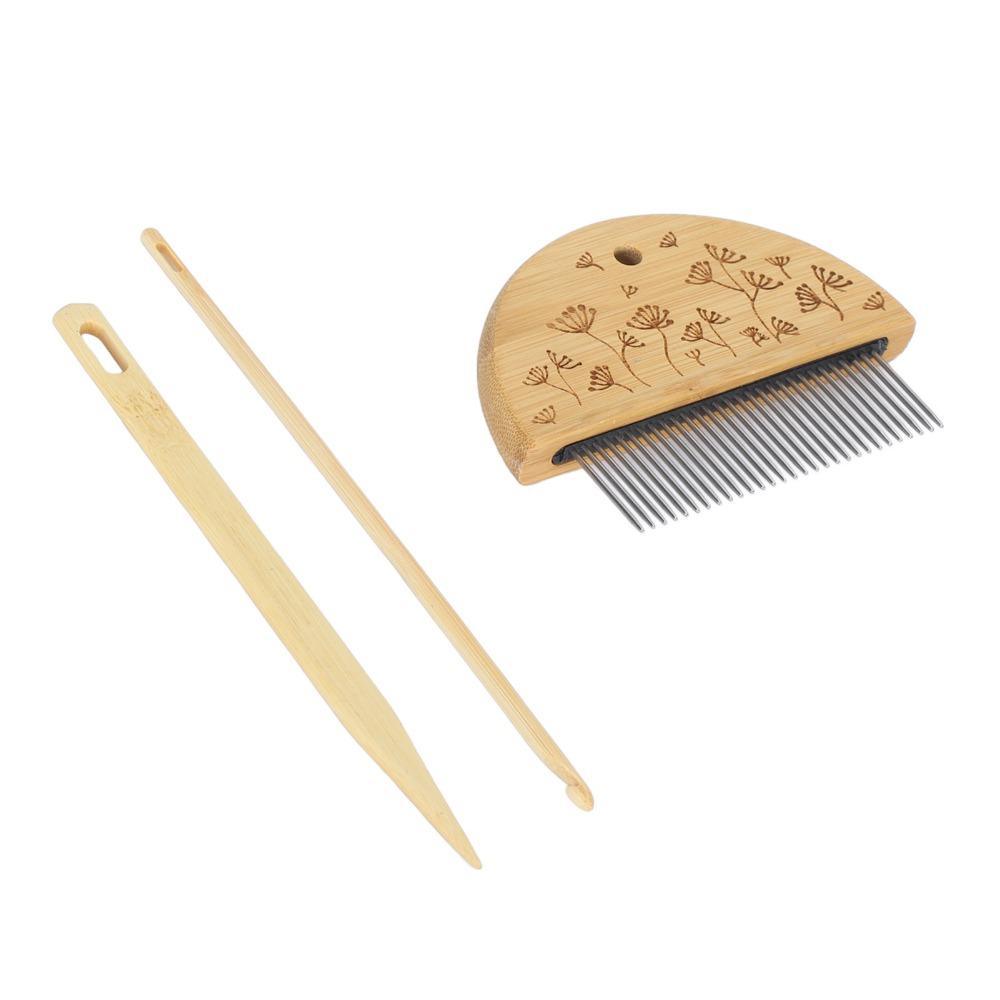 Large Eye Needle Weaving Loom Comb Crochet Hook Wood Knitting Loom Tool DIY Crafts
