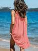 European & American 2026 Spring/Summer Plus Size Halter Sleeveless Pure Color Women's Beach Dress