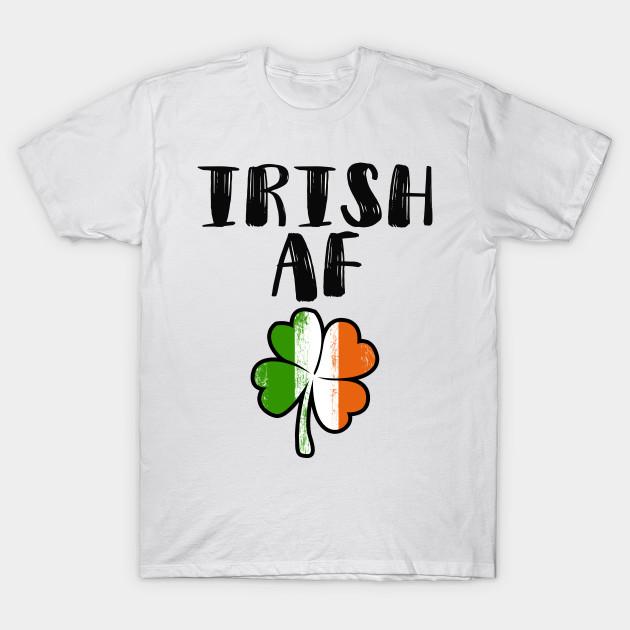 Men Black Print T-shirt Irish Af Funny St Patrick No-Cut Transfer Paper Print Cotton Tshirt 3XL