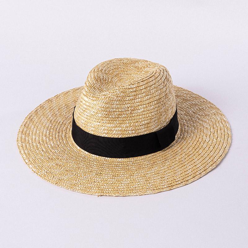 

2023 New Handmade Summer Hats for Women Wide Brim Panama Sun Hats Ribbon Band Straw Fedora Hat Kentucky Derby Holiday Beach Hat чорний