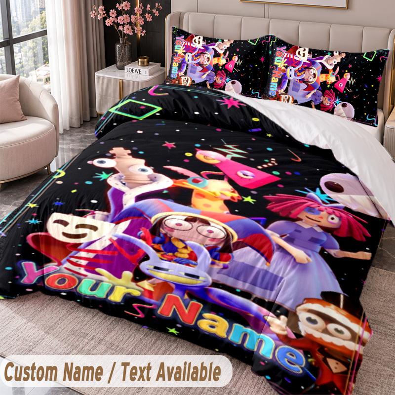Custom Name Text 3Pcs Bedding Set The Amazing Digital Circus Duvet Cover And Two Pillowcases