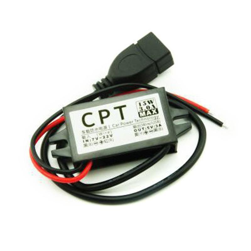 USB Boosts Converter DC7V-22V To DC5V Step Down Cable 3A 15W Car Power Converter