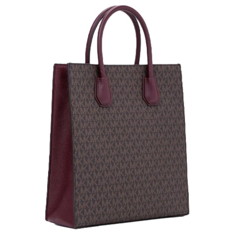Michael Kors MK Mercer Monogram Logo Color Block Commuter Tote Bag Women tote Brown Purple-Red 35F1GM9T8B-580