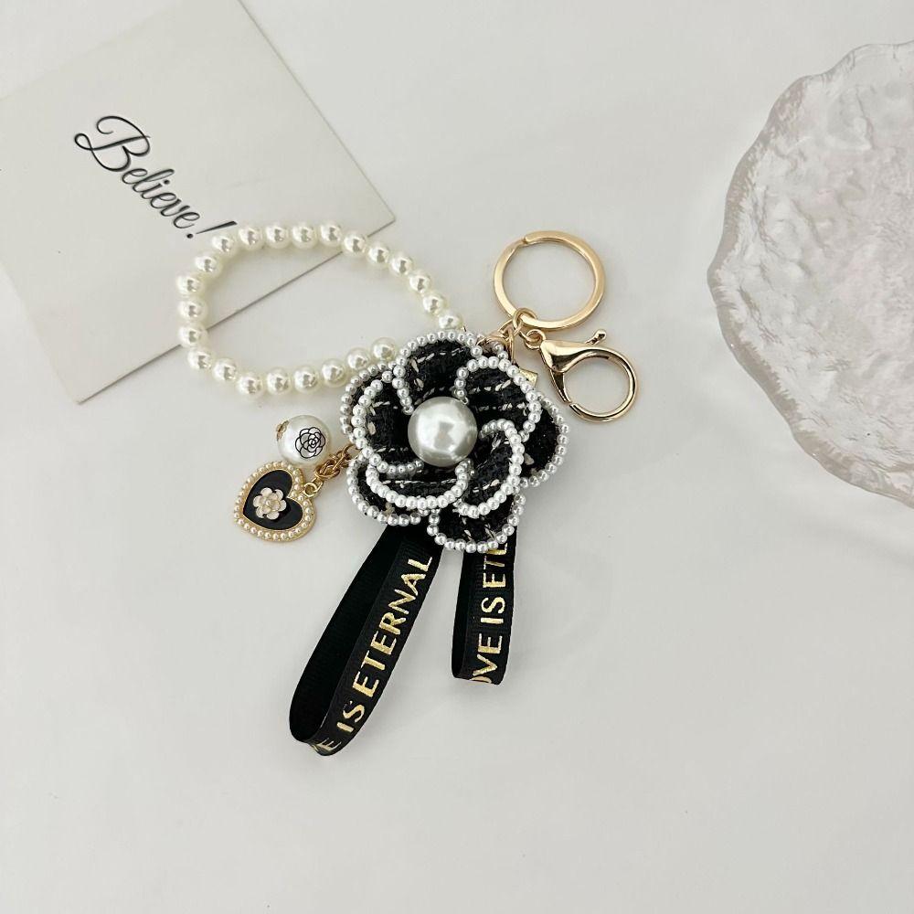 Brelok z kwiatem kamelii List Koreański Wisiorek do zawieszenia na torbie Uroczy brelok do kluczy samochodowych Dziewczyna