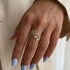 Minimalist Blue Enamel Leaf Branch Open Rings For Women Gold Plated Plant Leaves Adjustable Finger Ring Party Daily Jewelry