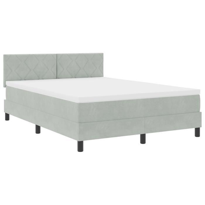 Lit à ressort vidaXL avec matelas Gris clair 160x200 cm Velours 3339248