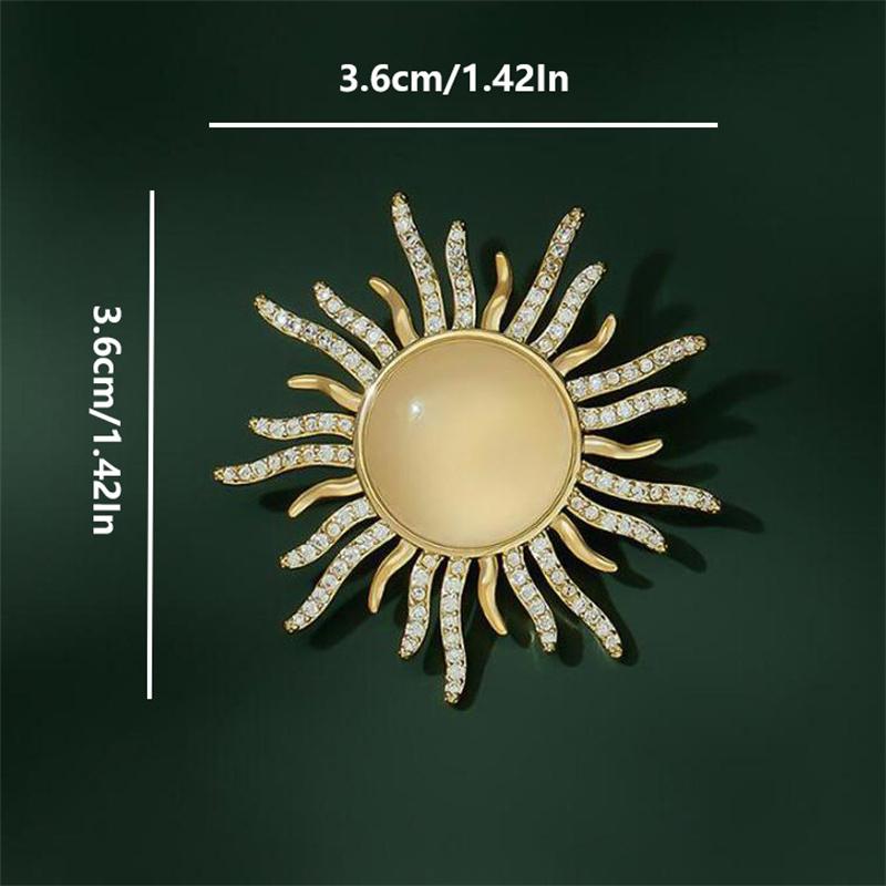 Delicate Elegant Zircon Sun Brooch Pin Fashion Zircon Sun Brooch for Women Suit Sweater Scarf Clothing Accessories