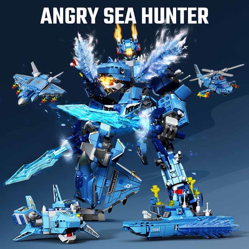 Non-Toxic Sembo Transforming Mech Robot Assemblage Building Blocks Kits Moc Tank Helicopter Fighter Battleship Models Kids Toys Children Gifts