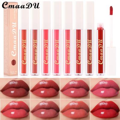 CmaaDu 8 Color Lipstick Red Olive Cream Bright Lip Gloss