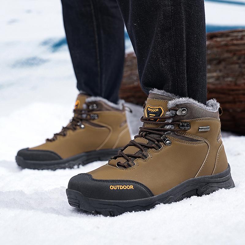 39-46 Men Winter Snow Boots For Waterproof Leather Sneakers Super Warm Men's Boots Outdoor Male Hiking Boots Work Shoes Size 39-48