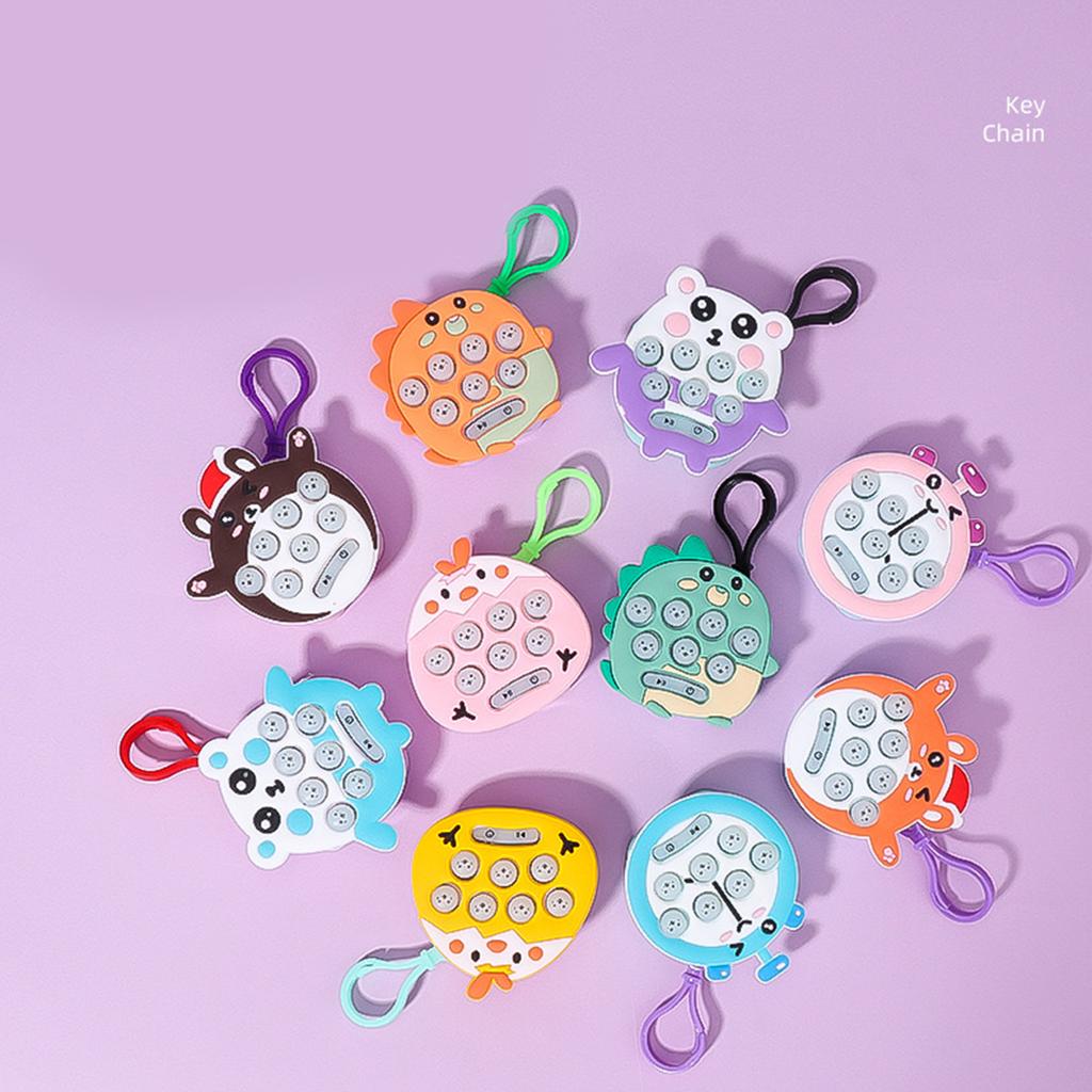 Handheld Game Console Keychain Light Up PopGame Toy Sensory Fidgets Toy Push Bubble Keyring with LED Kids Stress Toy