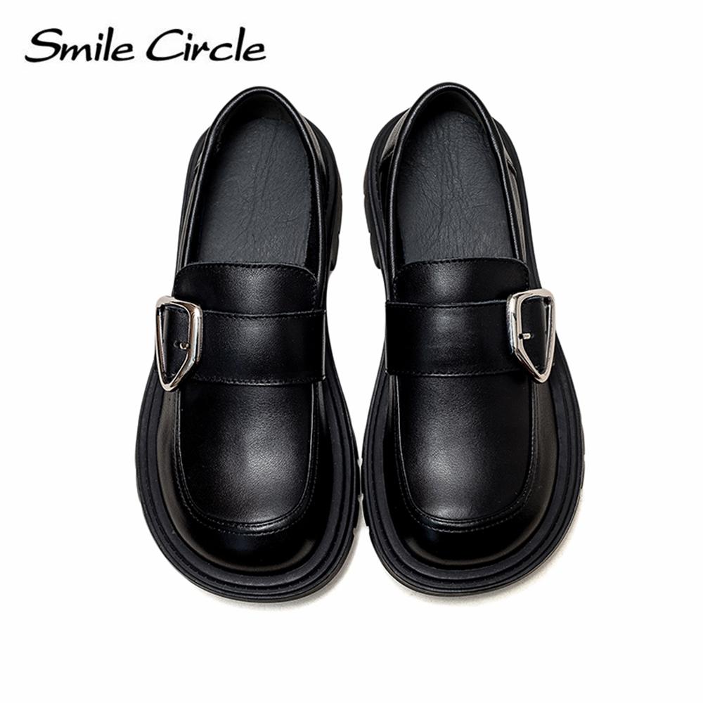 Mocassins pour femmes en cuir naturel, boucle métallique, chaussures plates tendance, tige basse, slip-on, chaussures décontractées pour femmes