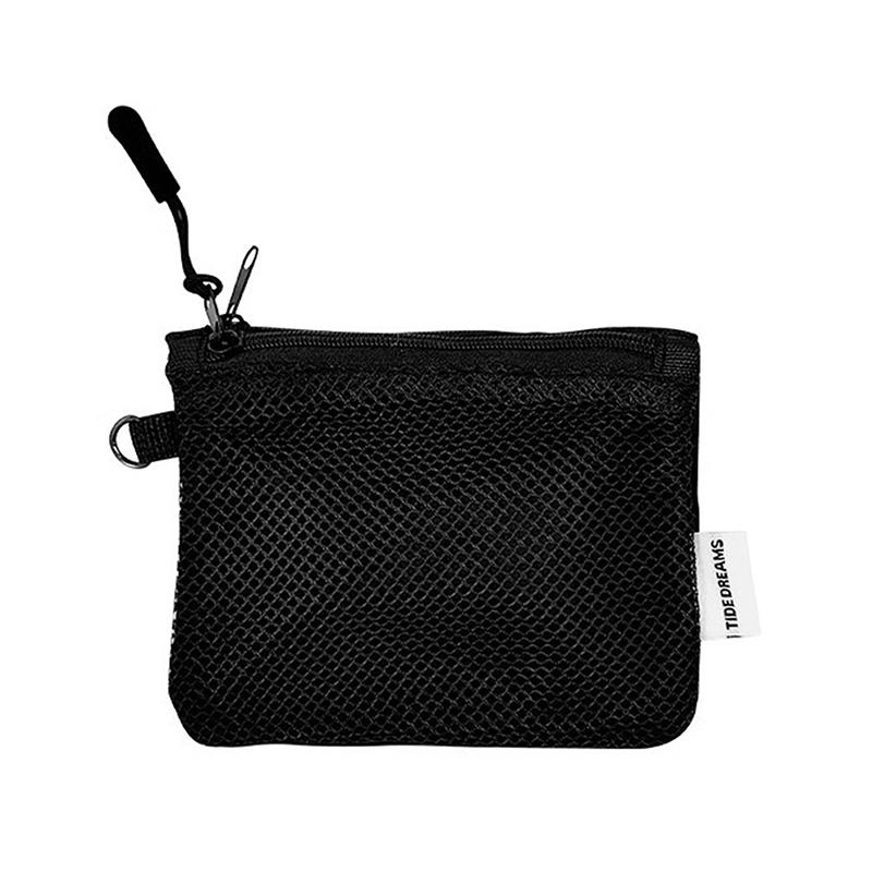 Travel Makeup Storage Bags  Mesh Coin Purse Simple Portable Mini Bag Multi-Purpose Square Bag Double-Layer Zipper Card Holder