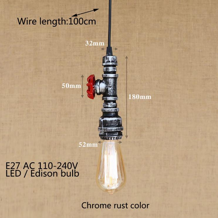Loft Industrial Iron Water Pipe Steam Punk Vintage Pendant Lamp Cord E27 Led Pendant Lights Bedroom