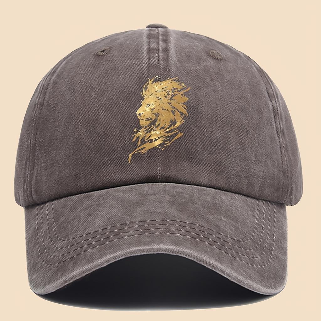 Pc Powerful and Premium Golden Lion Trendy Pattern Print Baseball Cap Urban Casual Headwear Black Papa Trucker Hat Solid Col