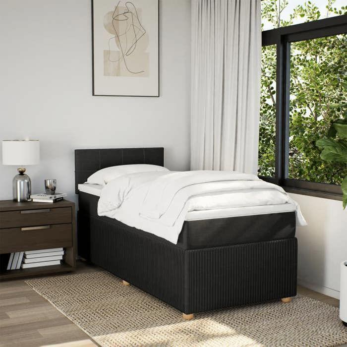 VidaXL Slat Bed Base with Mattress Black 90x200 Cm Fabric 3287341